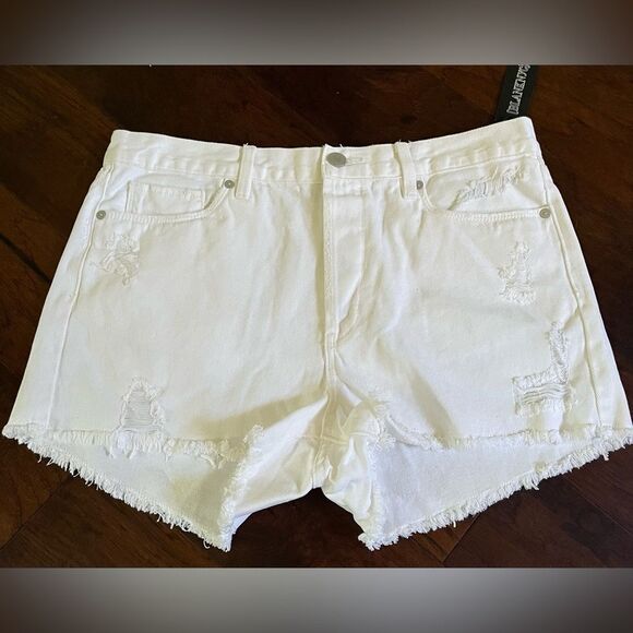 Blank NYC Pants - [BLANKNYC] Premium Distressed Antique White Denim Shorts Button Fly SZ 31 NWT